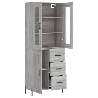 Highboard Grau Sonoma 69,5x34x180 cm Holzwerkstoff