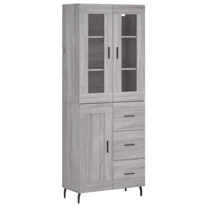 Highboard Grau Sonoma 69,5x34x180 cm Holzwerkstoff