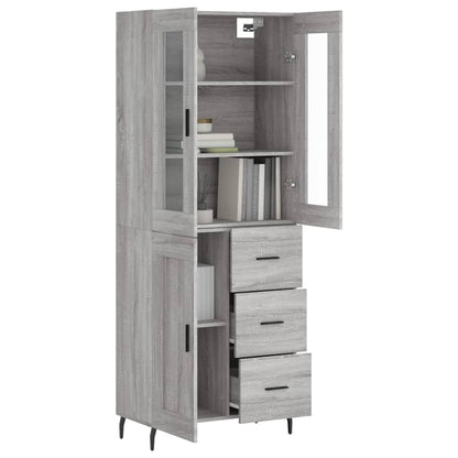 Highboard Grau Sonoma 69,5x34x180 cm Holzwerkstoff