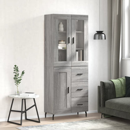 Highboard Grau Sonoma 69,5x34x180 cm Holzwerkstoff