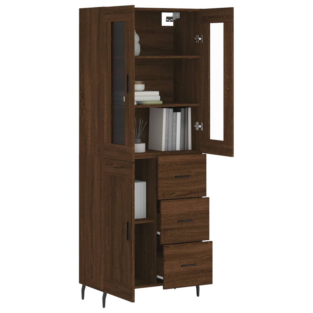 Highboard Braun Eichen-Optik 69,5x34x180 cm Holzwerkstoff