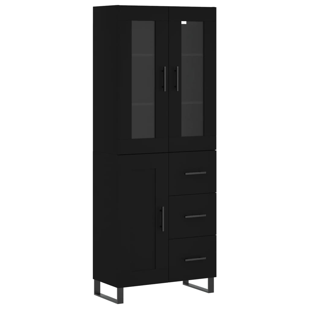 Highboard Schwarz 69,5x34x180 cm Holzwerkstoff