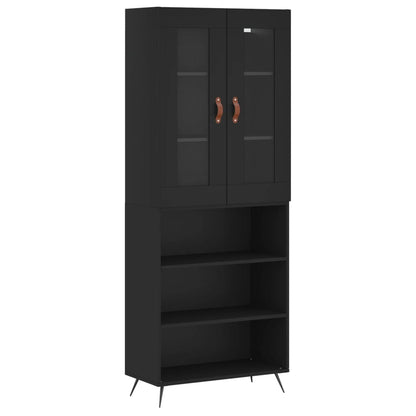 Highboard Schwarz 69,5x34x180 cm Holzwerkstoff