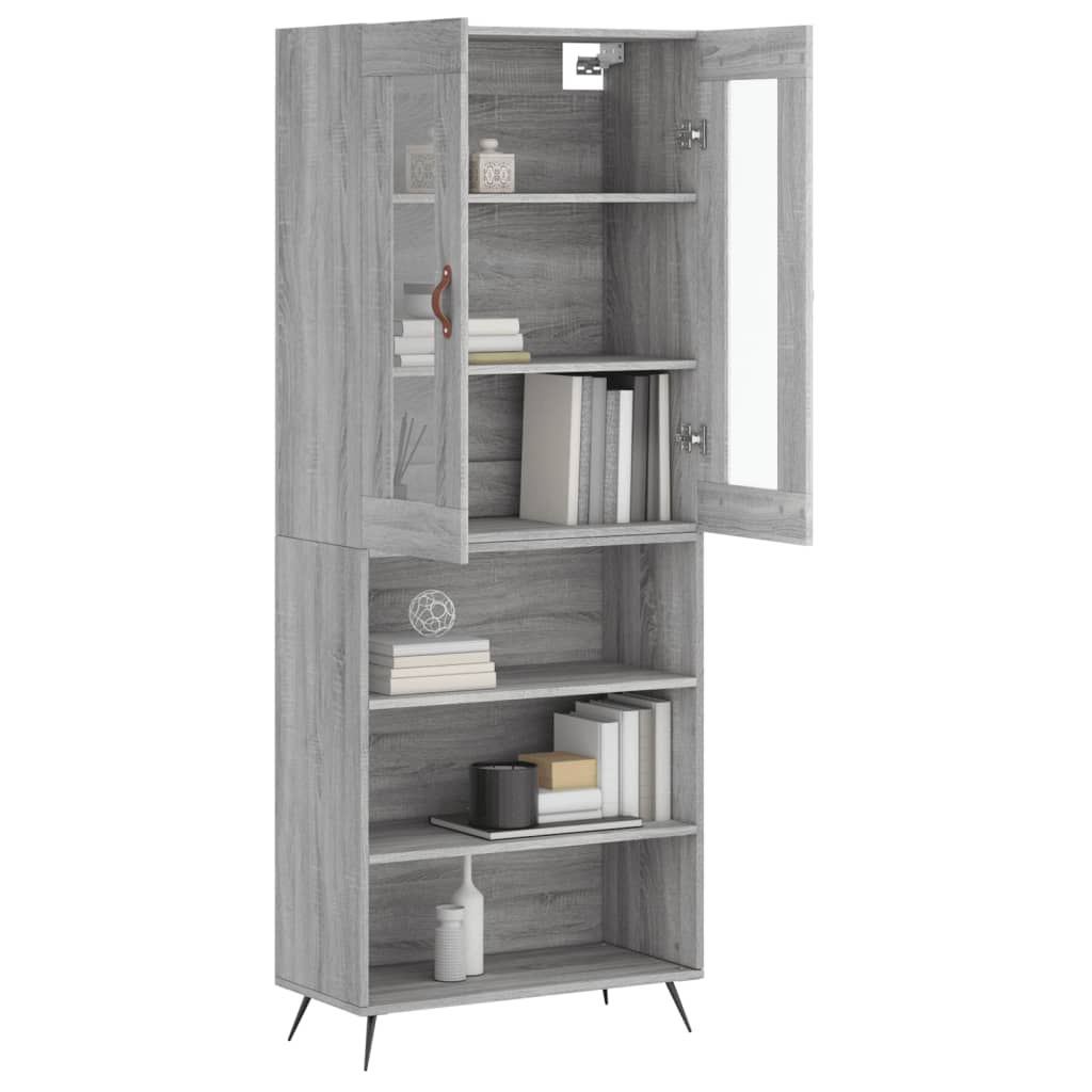 Highboard Grau Sonoma 69,5x34x180 cm Holzwerkstoff