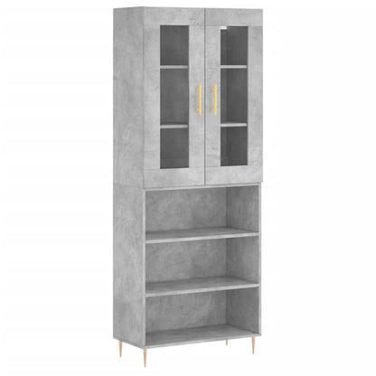 Highboard Betongrau 69,5x34x180 cm Holzwerkstoff