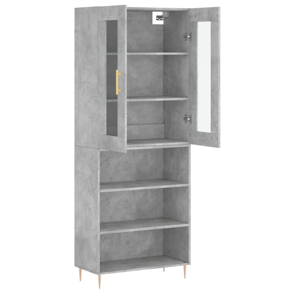 Highboard Betongrau 69,5x34x180 cm Holzwerkstoff