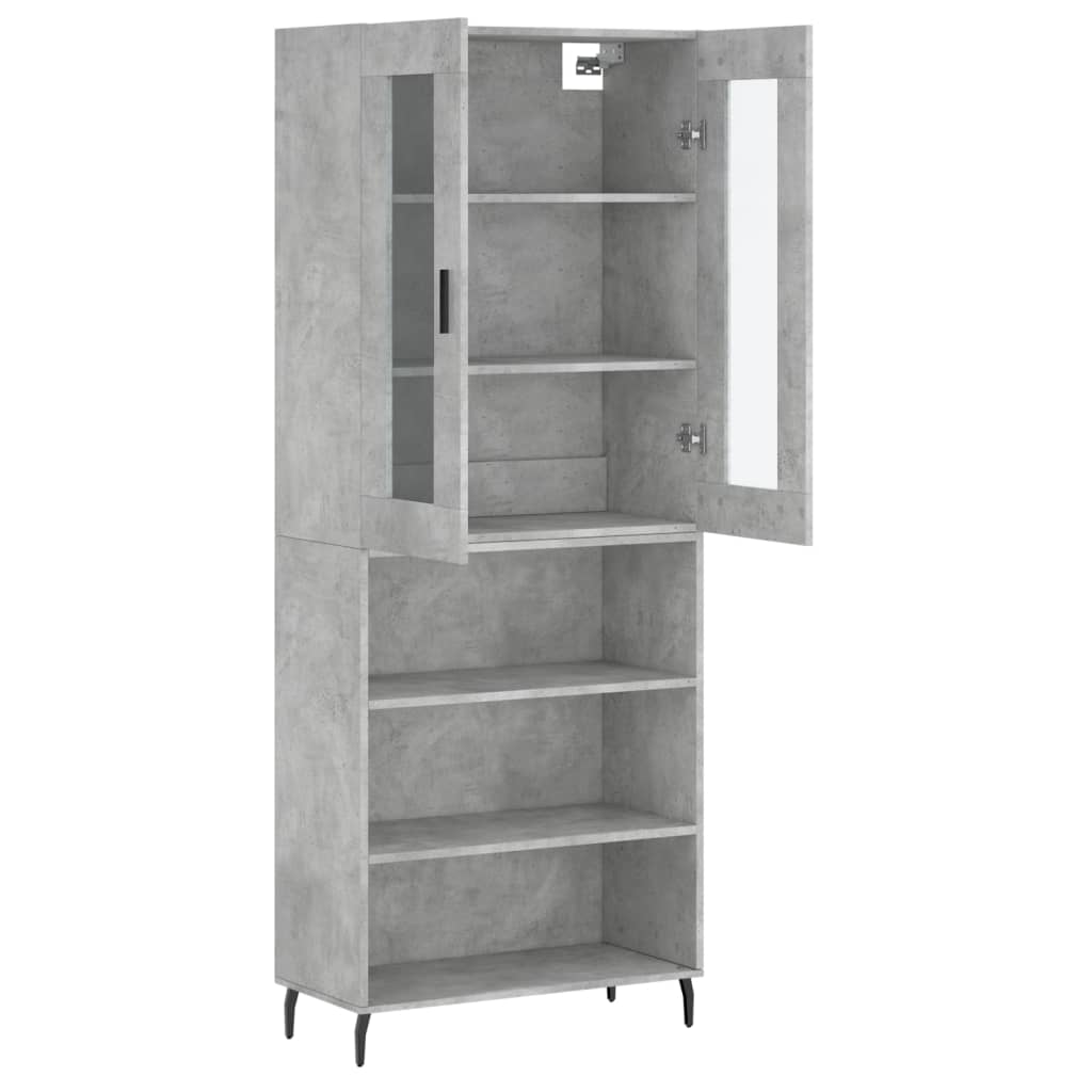 Highboard Betongrau 69,5x34x180 cm Holzwerkstoff