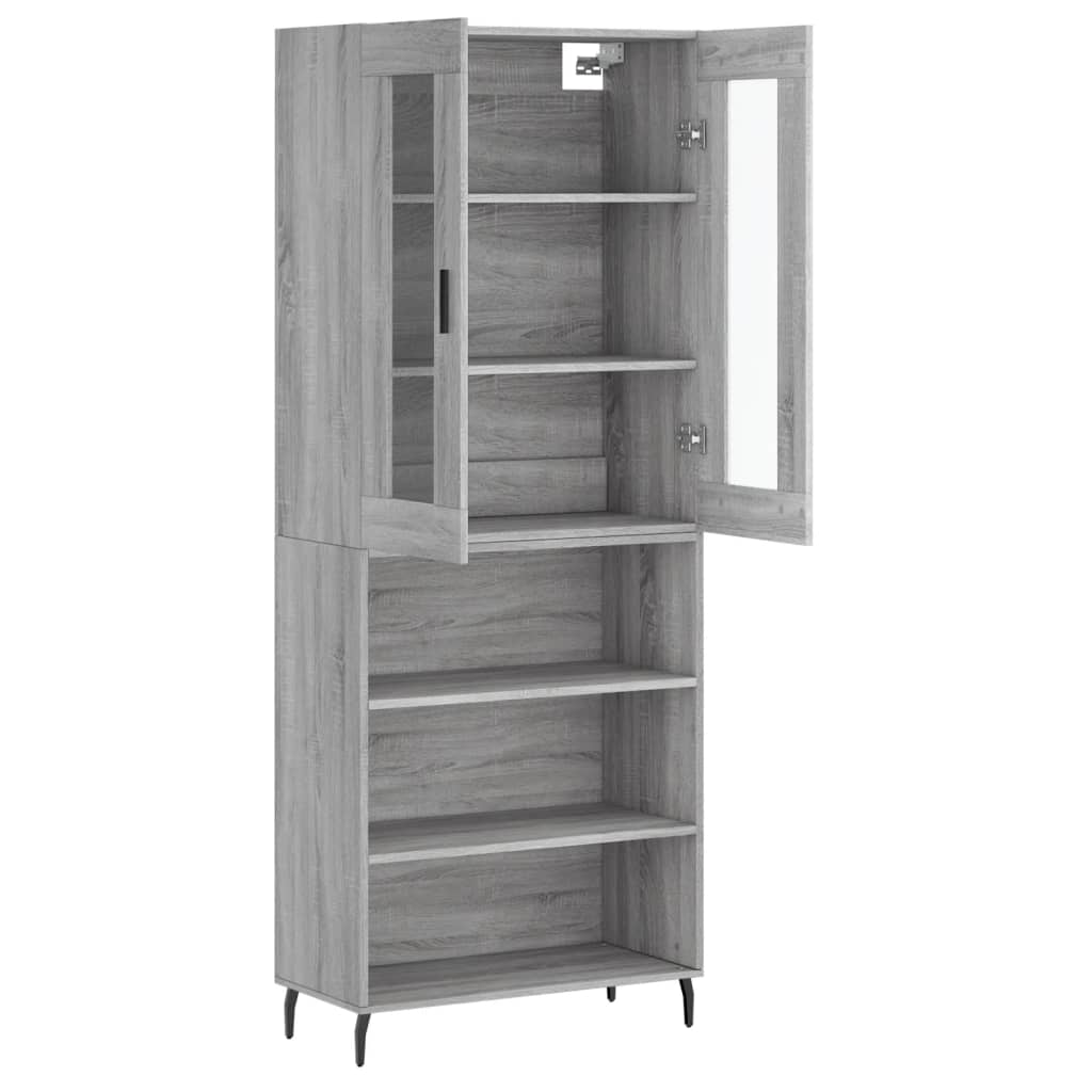 Highboard Grau Sonoma 69,5x34x180 cm Holzwerkstoff