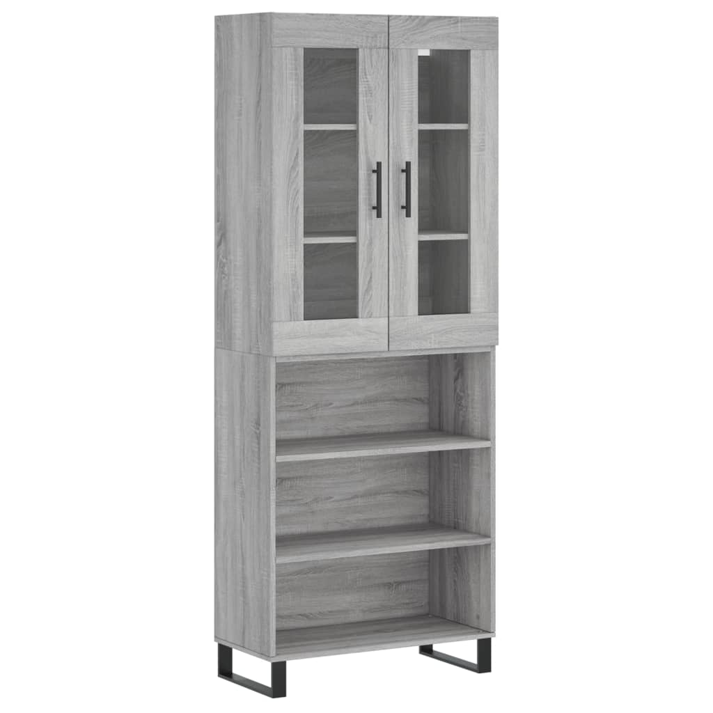 Highboard Grau Sonoma 69,5x34x180 cm Holzwerkstoff