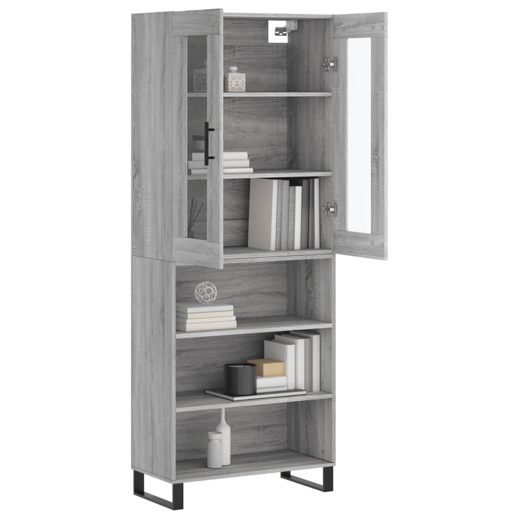 Highboard Grau Sonoma 69,5x34x180 cm Holzwerkstoff