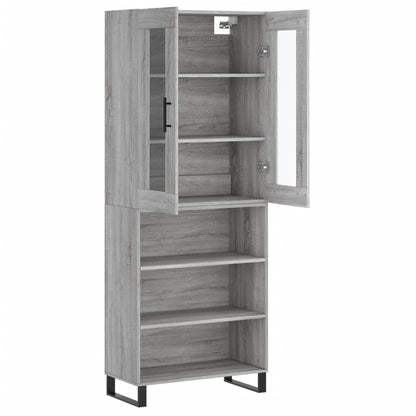 Highboard Grau Sonoma 69,5x34x180 cm Holzwerkstoff