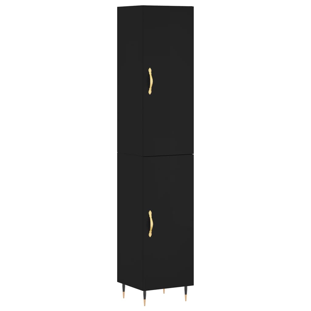 Highboard Schwarz 34,5x34x180 cm Holzwerkstoff