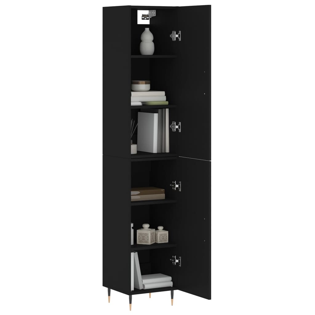 Highboard Schwarz 34,5x34x180 cm Holzwerkstoff