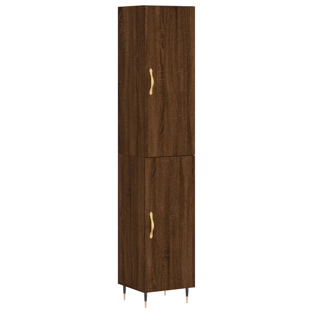 Highboard Braun Eichen-Optik 34,5x34x180 cm Holzwerkstoff