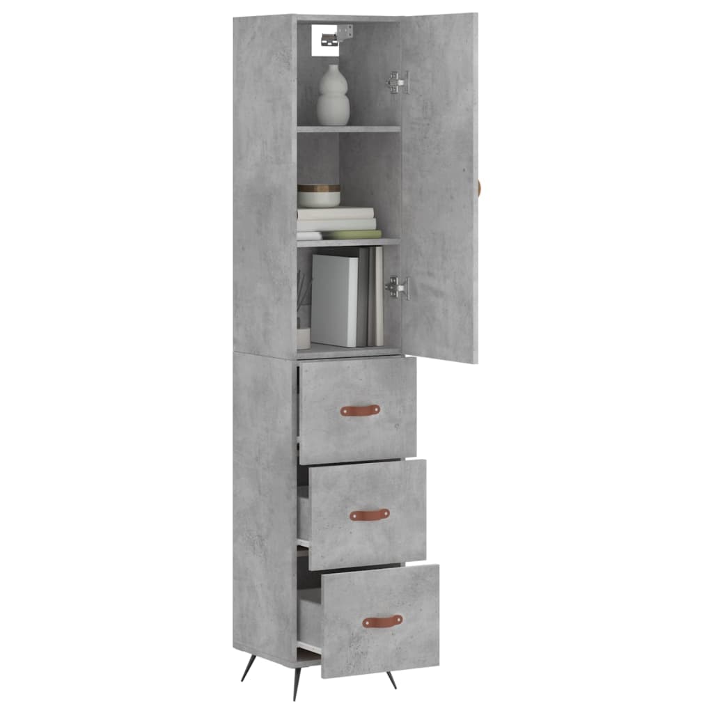 Highboard Betongrau 34,5x34x180 cm Holzwerkstoff