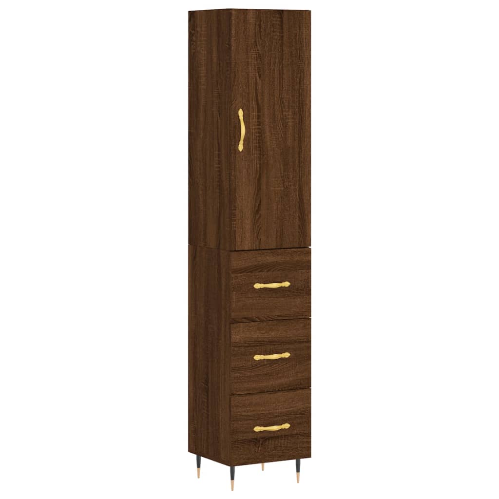 Highboard Braun Eichen-Optik 34,5x34x180 cm Holzwerkstoff