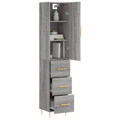 Highboard Grau Sonoma 34,5x34x180 cm Holzwerkstoff