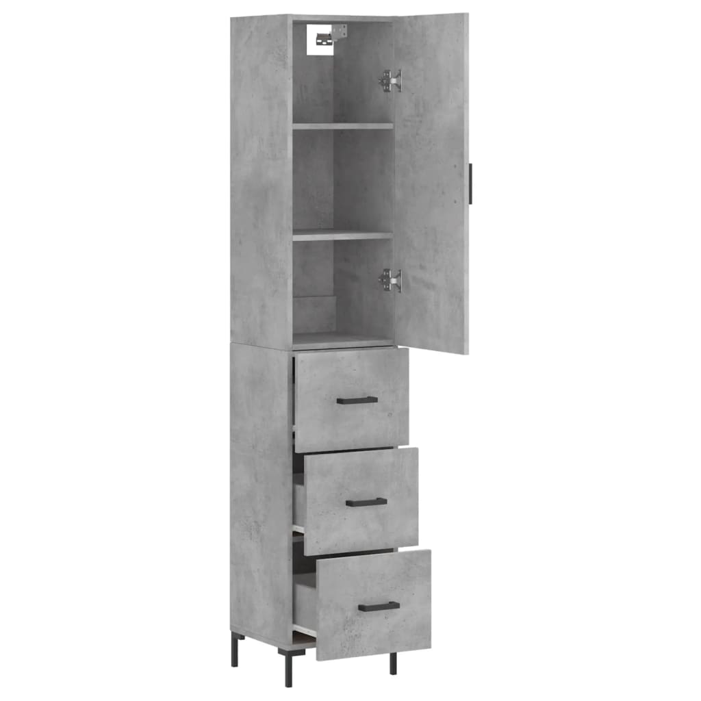 Highboard Betongrau 34,5x34x180 cm Holzwerkstoff