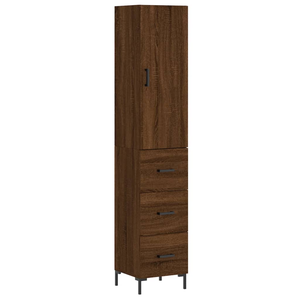 Highboard Braun Eichen-Optik 34,5x34x180 cm Holzwerkstoff