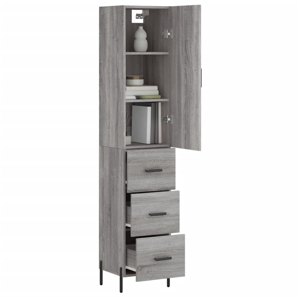 Highboard Grau Sonoma 34,5x34x180 cm Holzwerkstoff