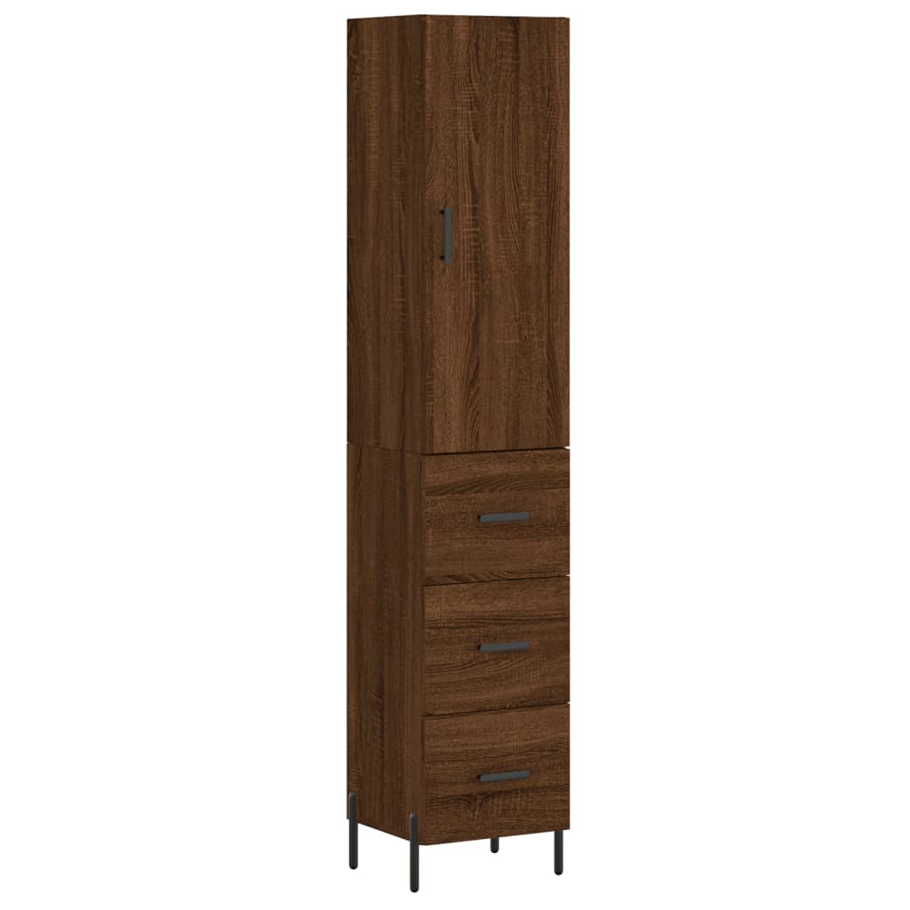 Highboard Braun Eichen-Optik 34,5x34x180 cm Holzwerkstoff