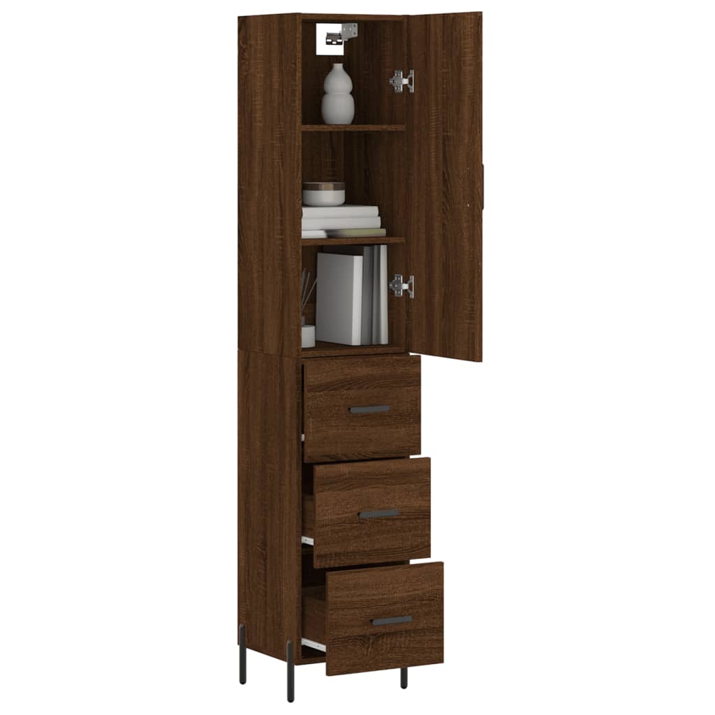 Highboard Braun Eichen-Optik 34,5x34x180 cm Holzwerkstoff