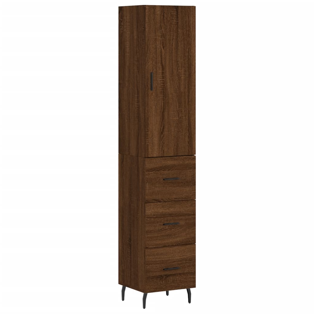 Highboard Braun Eichen-Optik 34,5x34x180 cm Holzwerkstoff