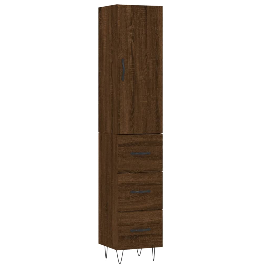 Highboard Braun Eichen-Optik 34,5x34x180 cm Holzwerkstoff