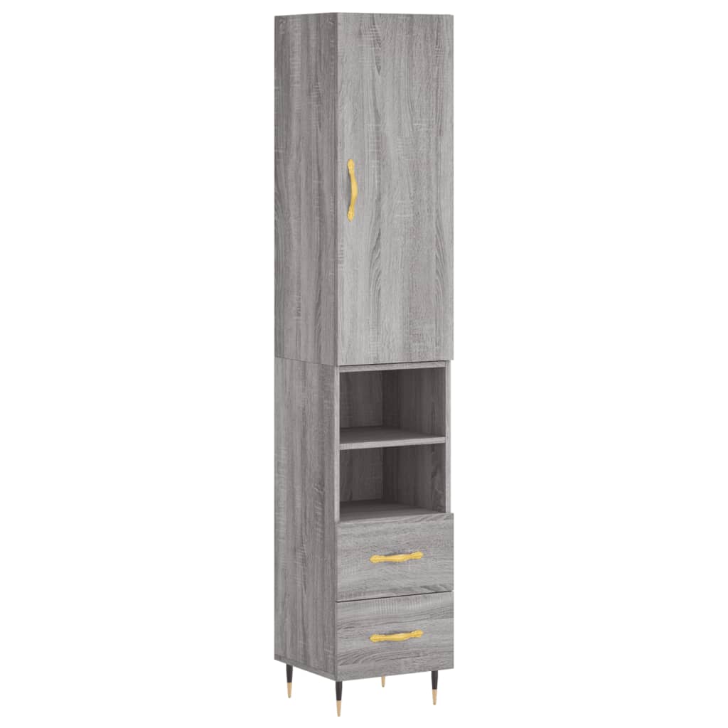 Highboard Grau Sonoma 34,5x34x180 cm Holzwerkstoff