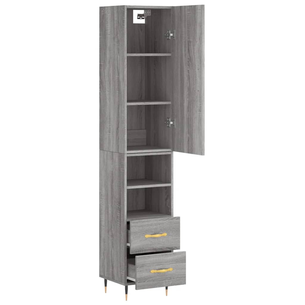 Highboard Grau Sonoma 34,5x34x180 cm Holzwerkstoff