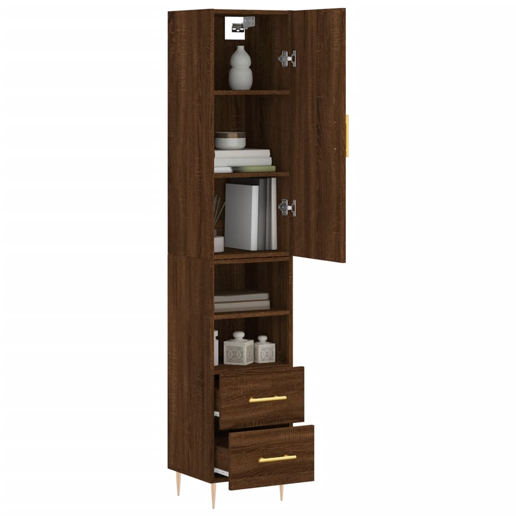 Highboard Braun Eichen-Optik 34,5x34x180 cm Holzwerkstoff