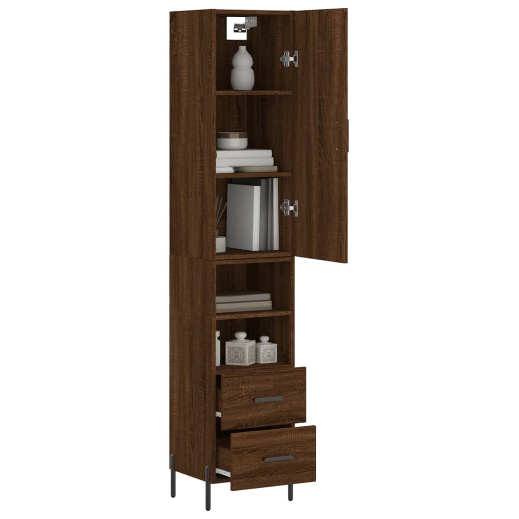 Highboard Braun Eichen-Optik 34,5x34x180 cm Holzwerkstoff