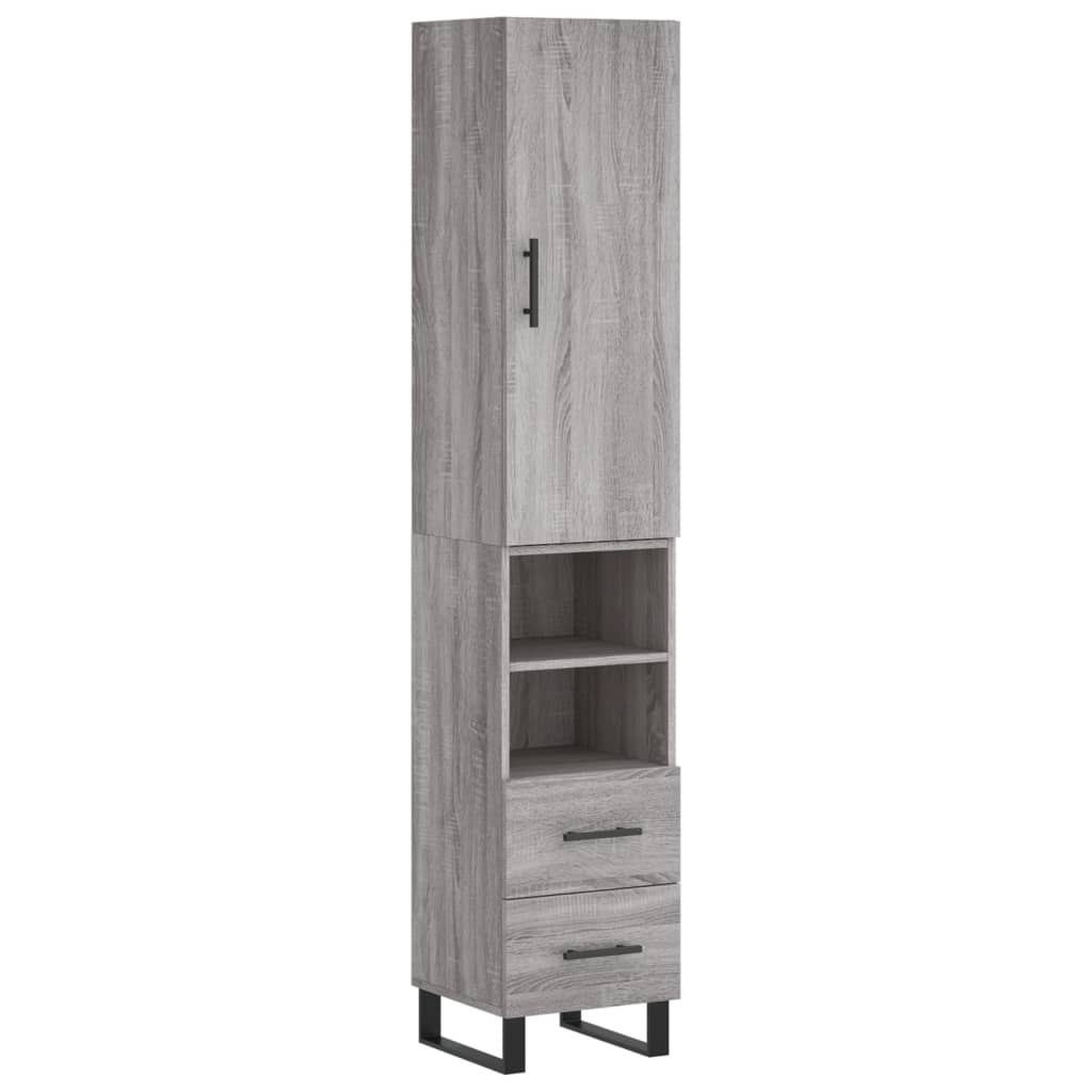 Highboard Grau Sonoma 34,5x34x180 cm Holzwerkstoff