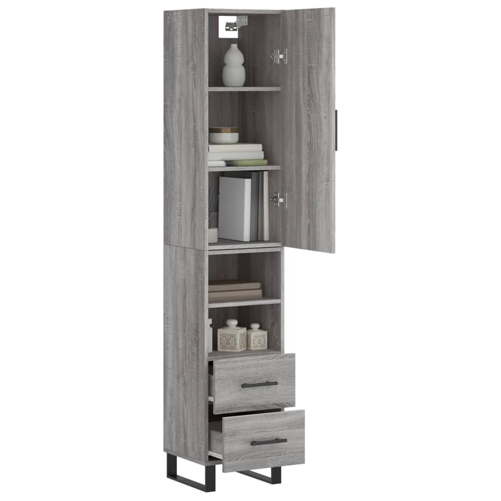 Highboard Grau Sonoma 34,5x34x180 cm Holzwerkstoff