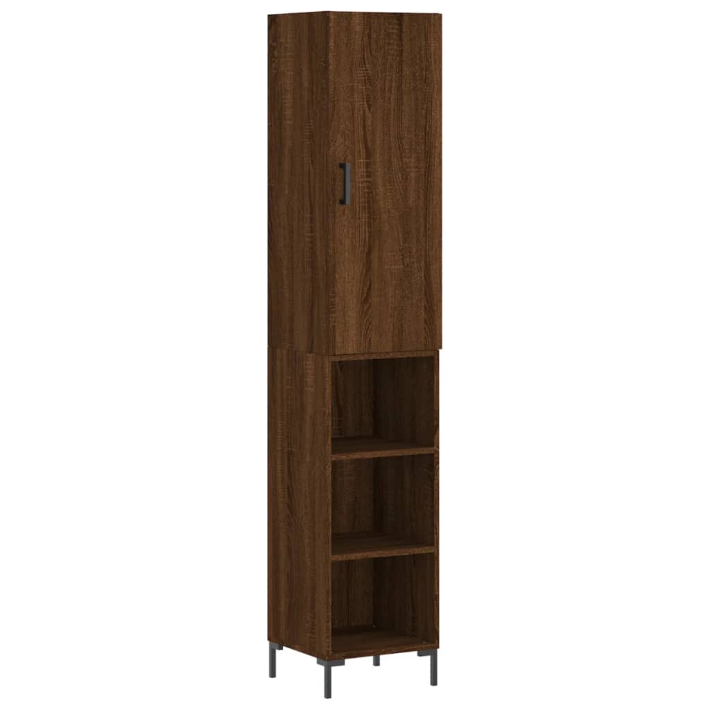 Highboard Braun Eichen-Optik 34,5x34x180 cm Holzwerkstoff