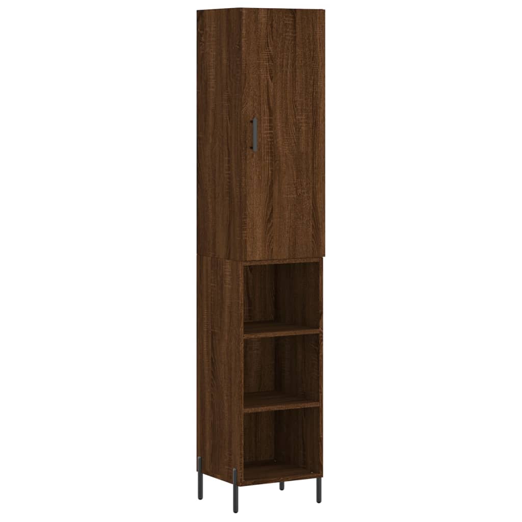 Highboard Braun Eichen-Optik 34,5x34x180 cm Holzwerkstoff