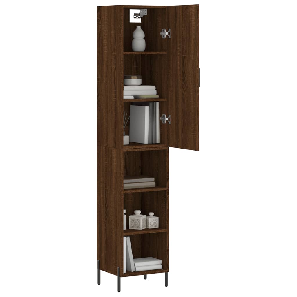 Highboard Braun Eichen-Optik 34,5x34x180 cm Holzwerkstoff