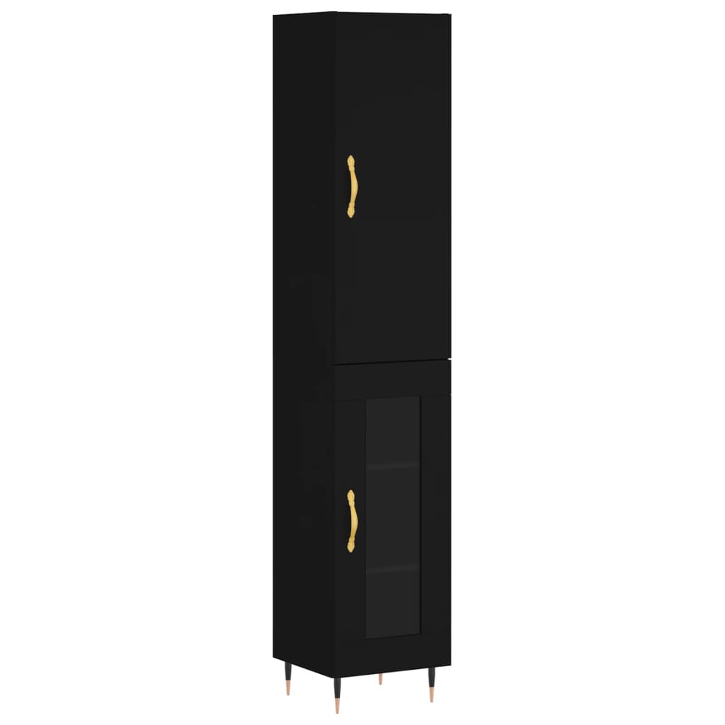 Highboard Schwarz 34,5x34x180 cm Holzwerkstoff