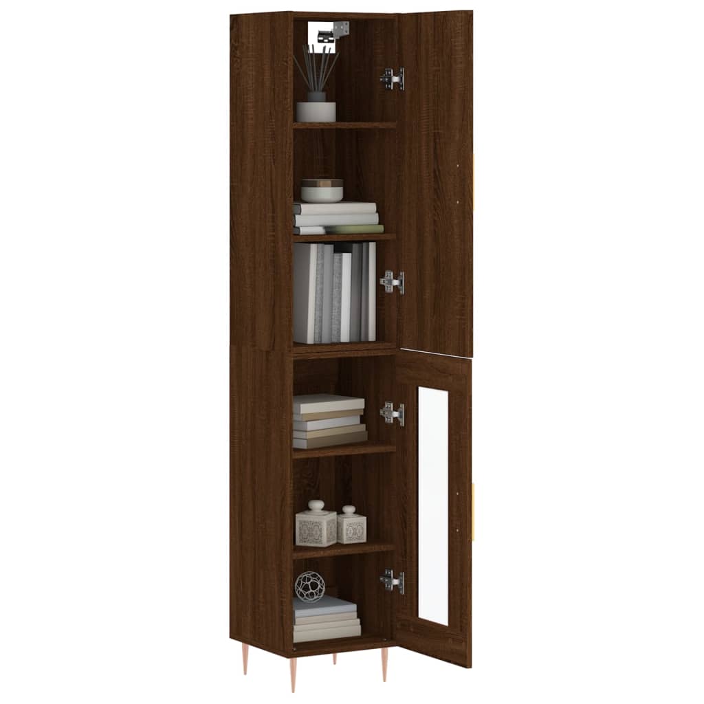 Highboard Braun Eichen-Optik 34,5x34x180 cm Holzwerkstoff