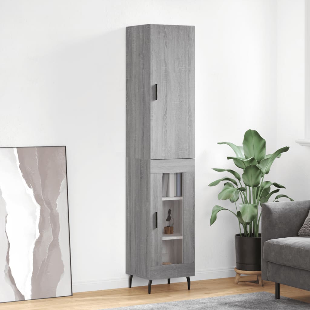 Highboard Grau Sonoma 34,5x34x180 cm Holzwerkstoff