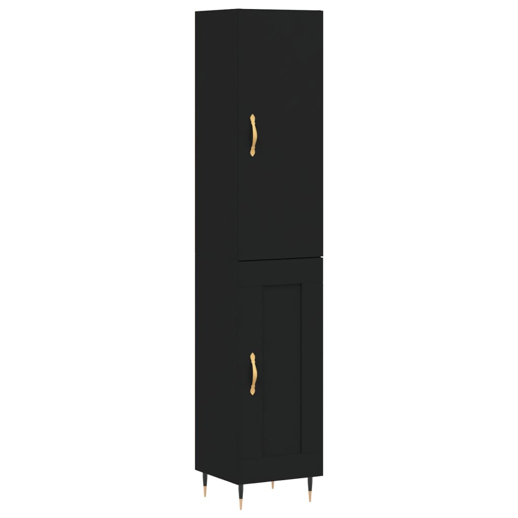 Highboard Schwarz 34,5x34x180 cm Holzwerkstoff