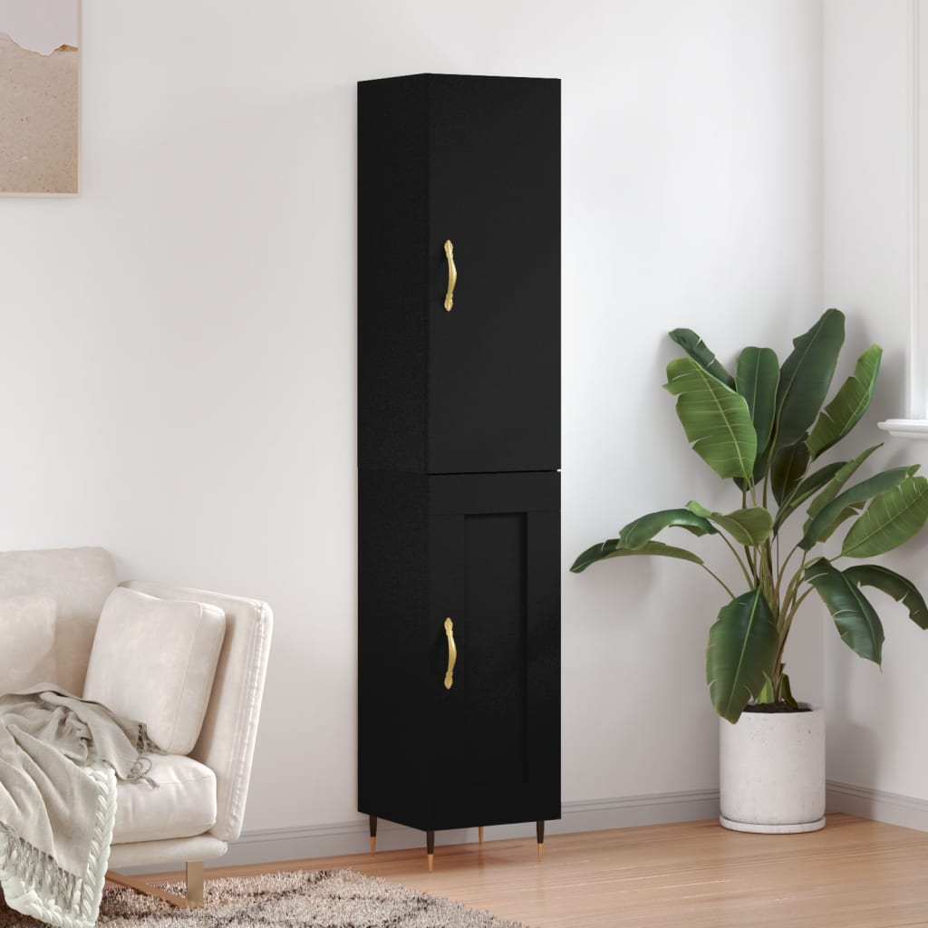 Highboard Schwarz 34,5x34x180 cm Holzwerkstoff