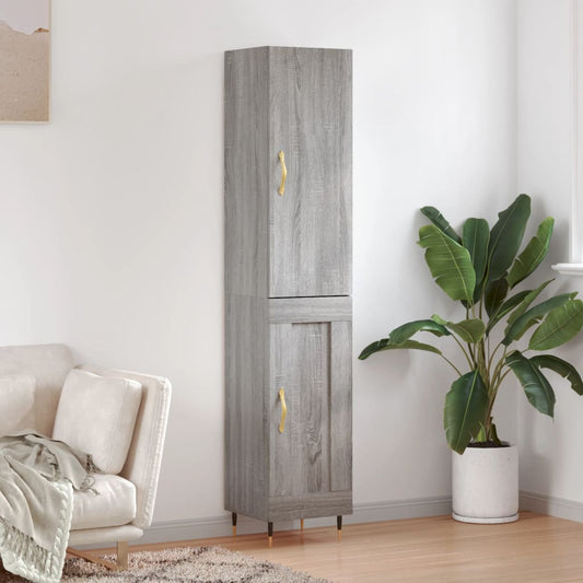 Highboard Grau Sonoma 34,5x34x180 cm Holzwerkstoff