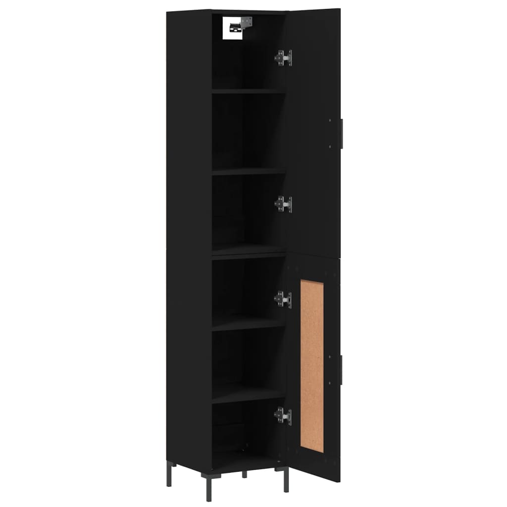 Highboard Schwarz 34,5x34x180 cm Holzwerkstoff