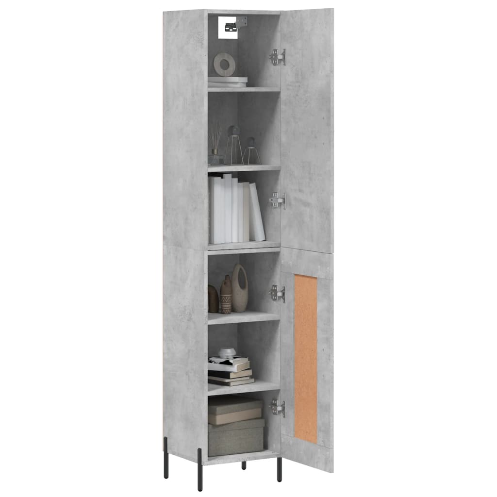 Highboard Betongrau 34,5x34x180 cm Holzwerkstoff