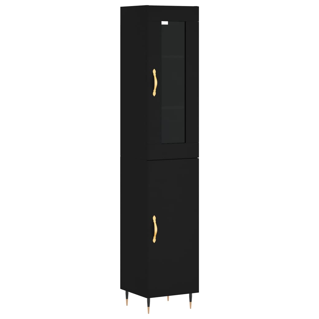 Highboard Schwarz 34,5x34x180 cm Holzwerkstoff