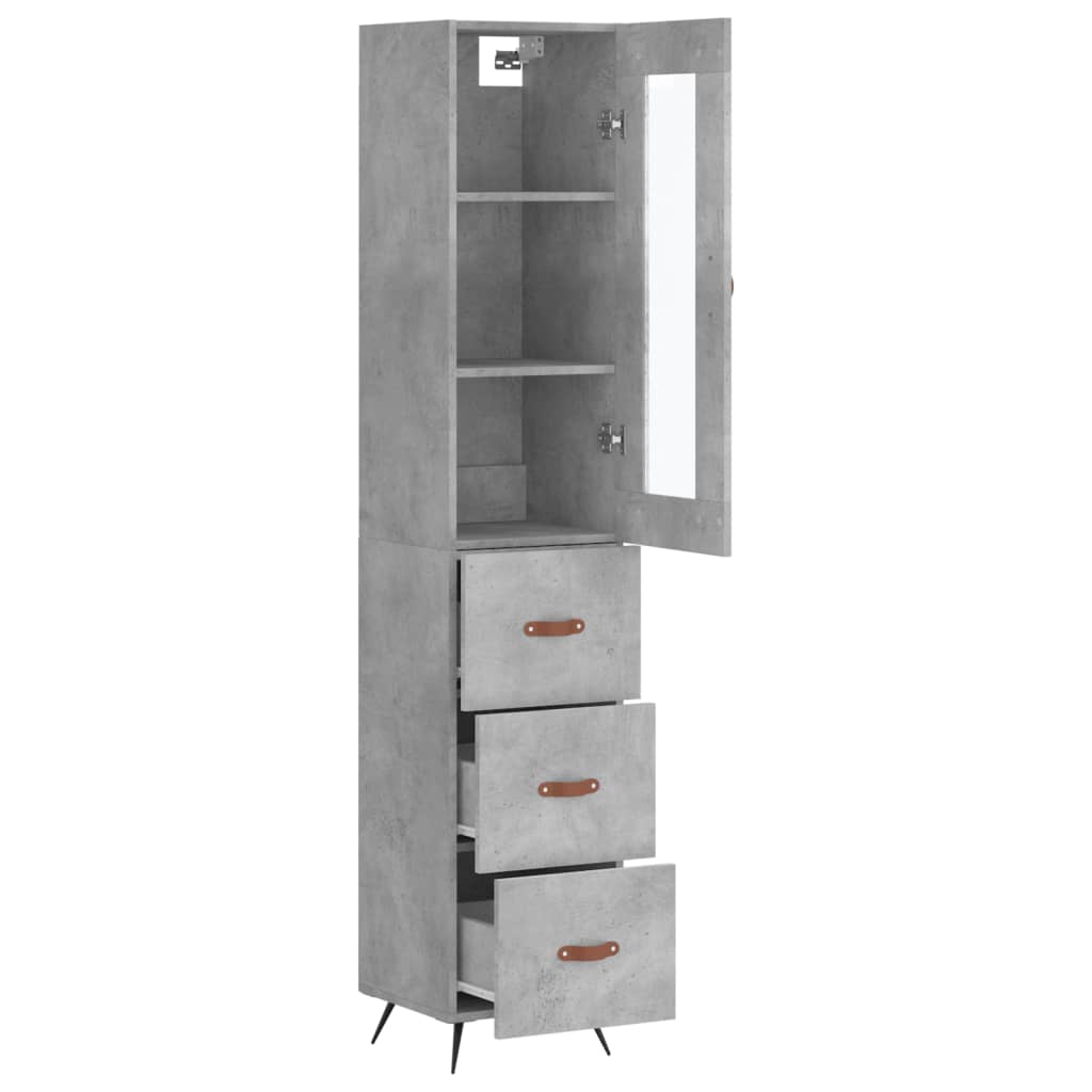 Highboard Betongrau 34,5x34x180 cm Holzwerkstoff