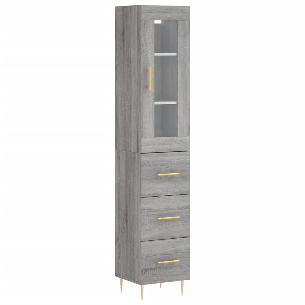 Highboard Grau Sonoma 34,5x34x180 cm Holzwerkstoff