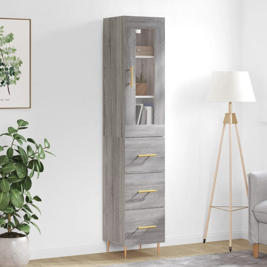 Highboard Grau Sonoma 34,5x34x180 cm Holzwerkstoff