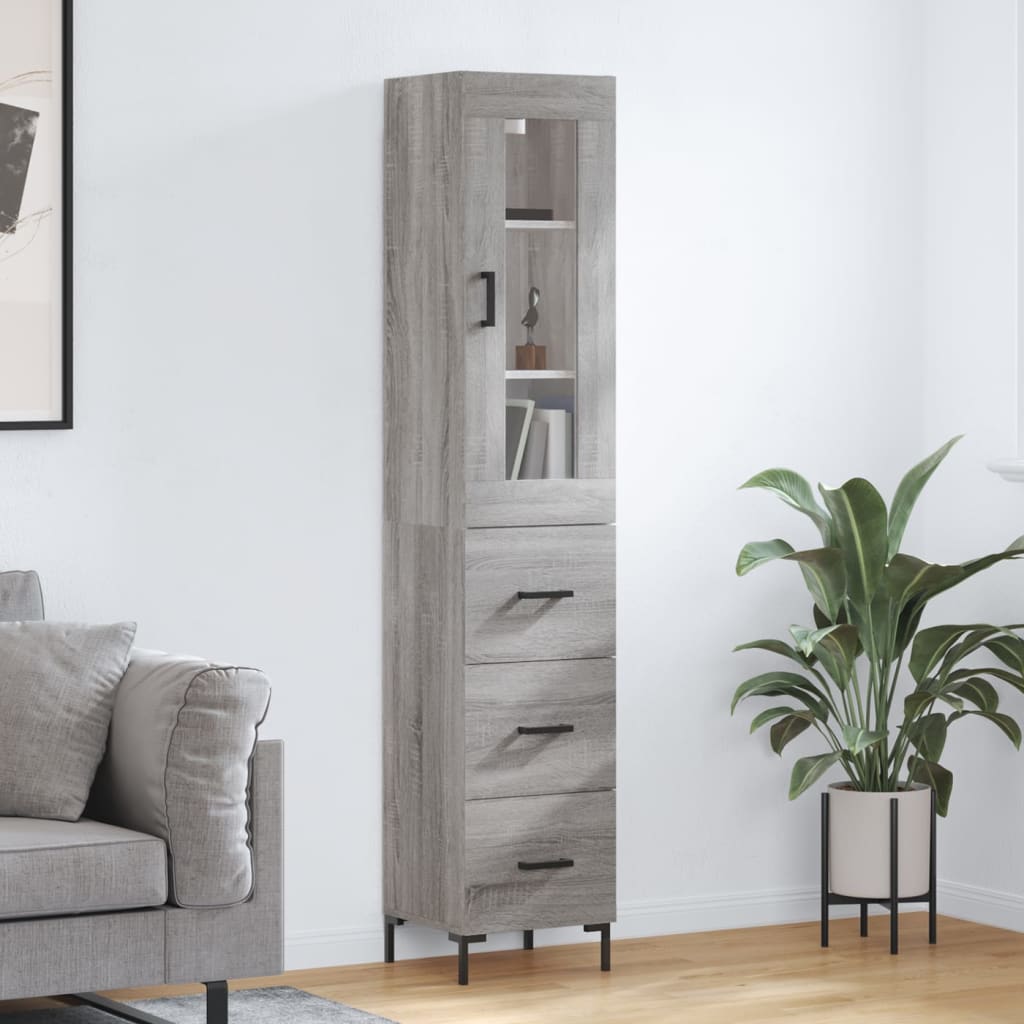 Highboard Grau Sonoma 34,5x34x180 cm Holzwerkstoff